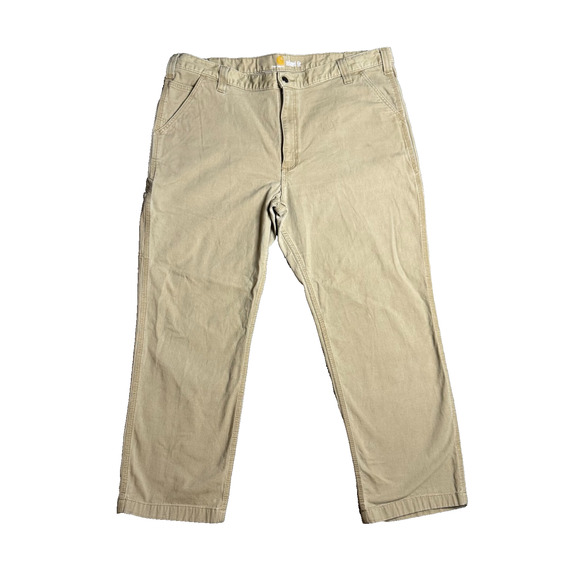 Carhartt Canvas Work Pant Men's 42x 30 (42x28) Dark Khaki Rugged Flex Dungarees - Picture 1 of 12